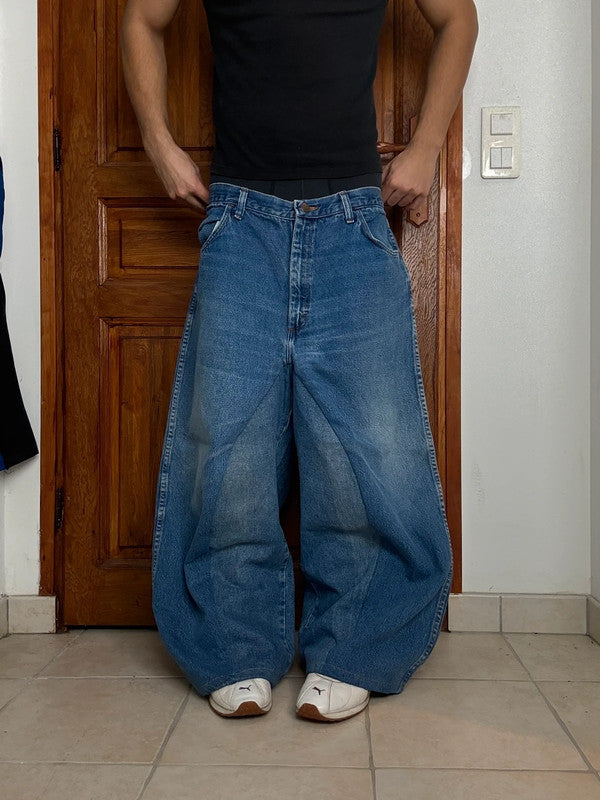 Pantalon baggy jean large skater Japanese balloon streetwear JNCO y2k vintage hip-hop L n•141