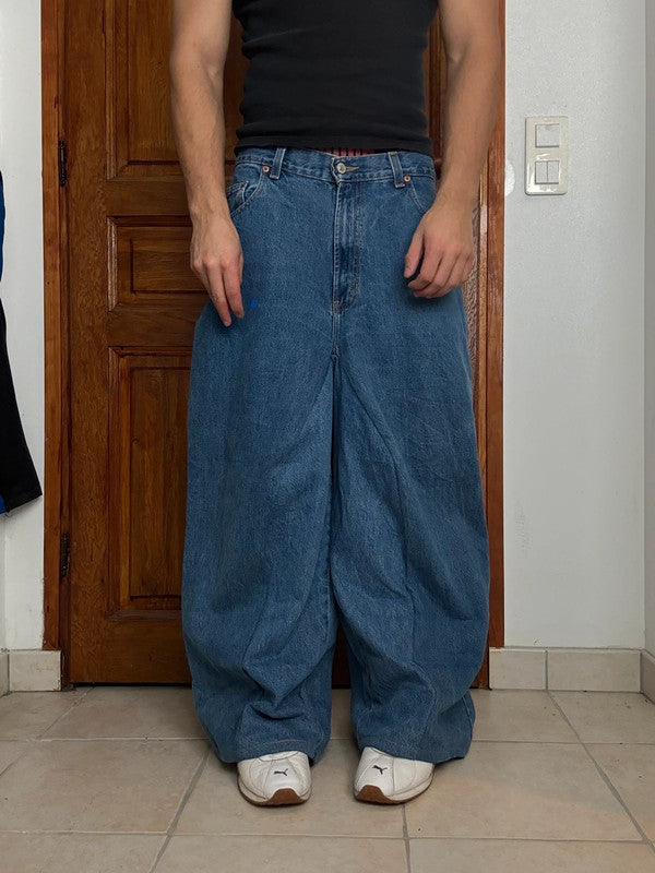 Pantalon baggy jean large skater Japanese balloon streetwear JNCO y2k vintage hip-hop M n•142