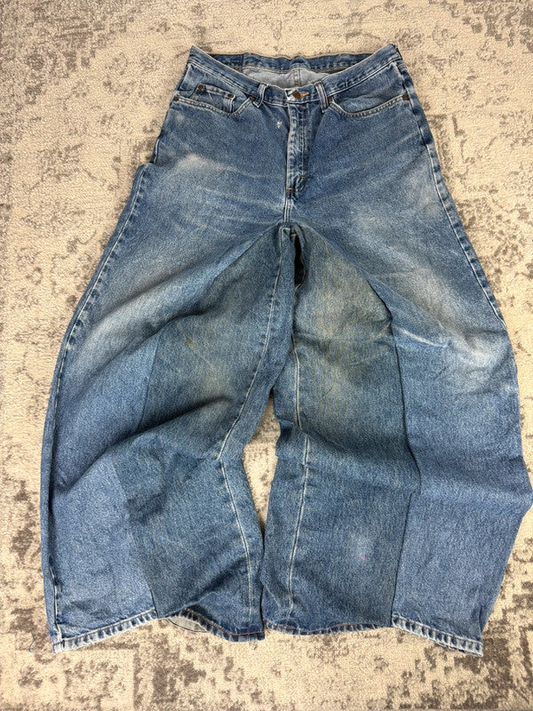 Pantalon baggy jean large skater Japanese balloon streetwear JNCO y2k vintage hip-hop 35US n•144