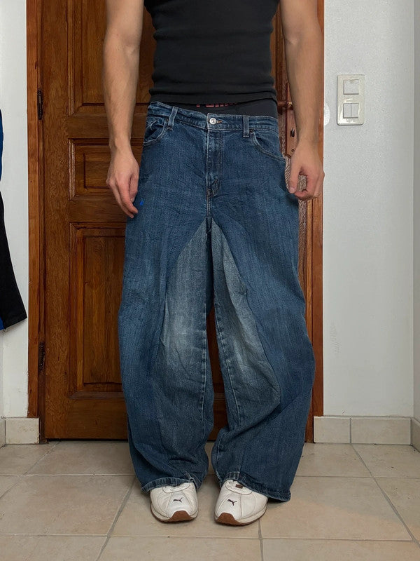 Pantalon baggy jean large skater Japanese balloon streetwear JNCO y2k vintage hip-hop M n•145