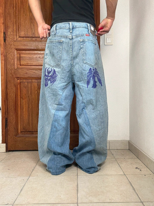 Pantalon baggy jean large skater Japanese balloon streetwear JNCO y2k vintage hip-hop 34US n•235