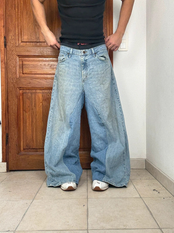 Pantalon baggy jean large skater Japanese balloon streetwear JNCO y2k vintage hip-hop 34US n•235