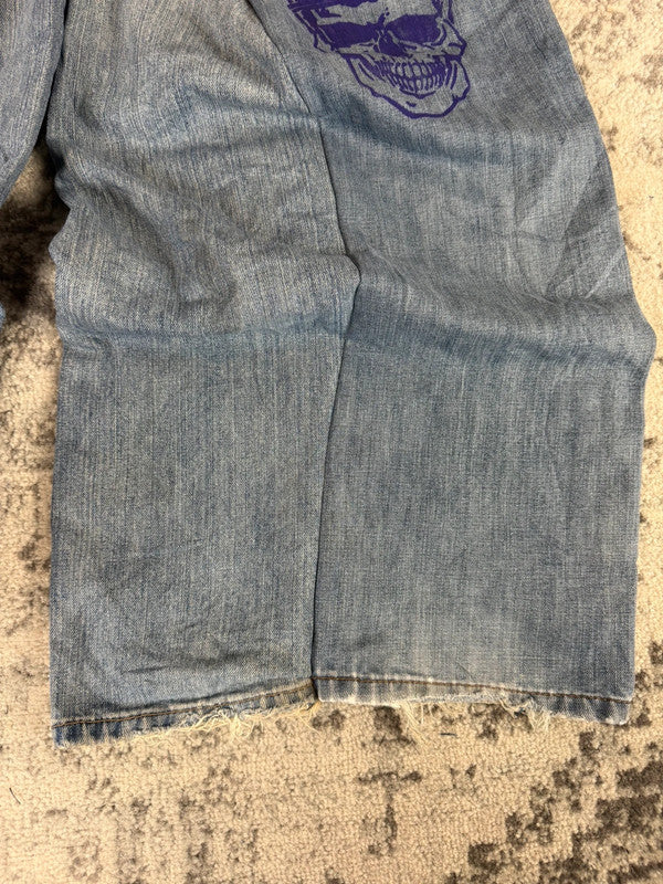 Pantalon baggy jean large skater Japanese balloon streetwear JNCO y2k vintage hip-hop L n•236