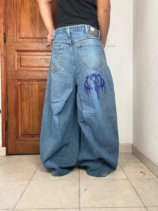 Pantalon baggy jean large skater Japanese balloon streetwear JNCO y2k vintage hip-hop 34US n•238