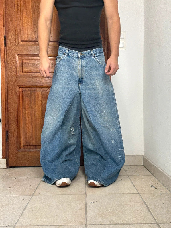 Pantalon baggy jean large skater Japanese balloon streetwear JNCO y2k vintage hip-hop 34US n•238