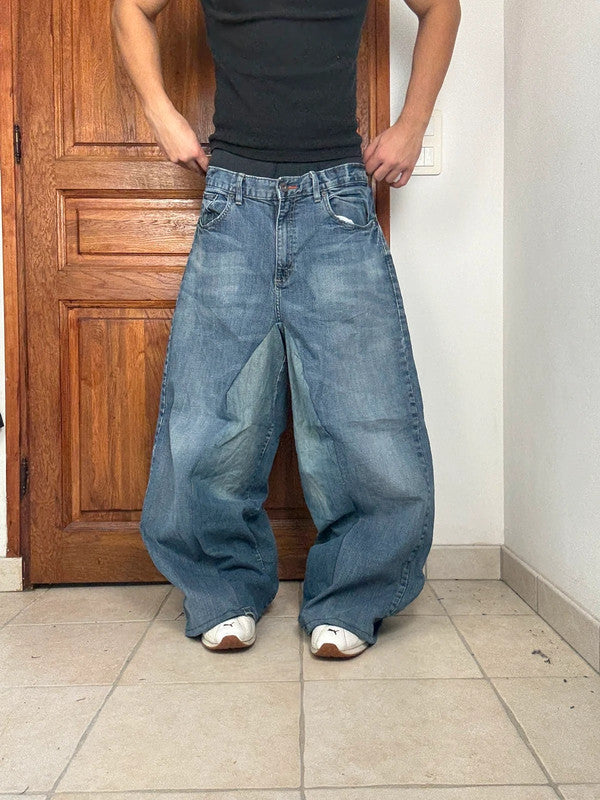 Pantalon baggy jean large skater Japanese balloon streetwear JNCO y2k vintage hip-hop XL n•239
