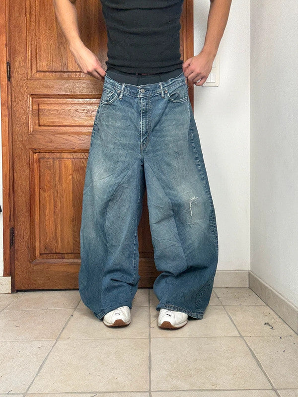 Pantalon baggy jean large skater Japanese balloon streetwear JNCO y2k vintage hip-hop 36US n•240