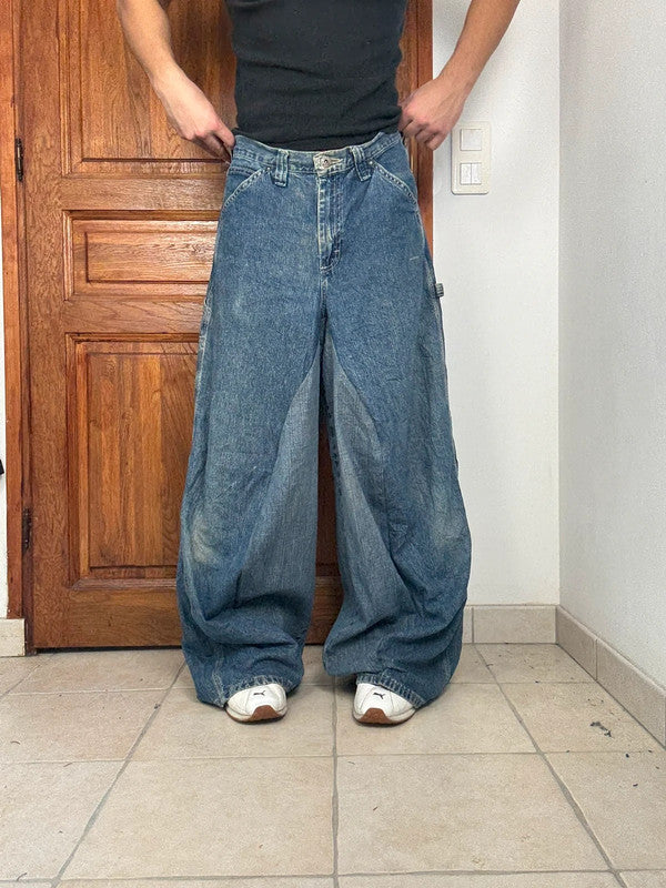 Pantalon baggy jean large skater Japanese balloon streetwear JNCO y2k vintage hip-hop 32US n•241
