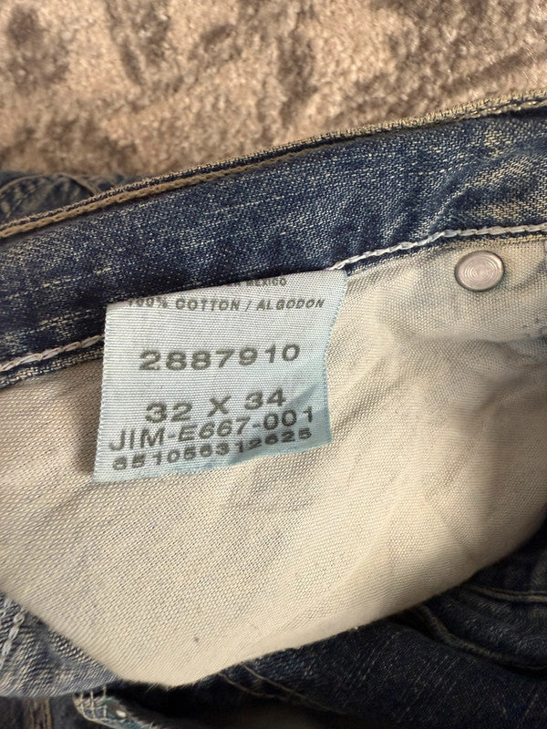 Pantalon baggy jean large skater Japanese balloon streetwear JNCO y2k vintage hip-hop 32US n•241