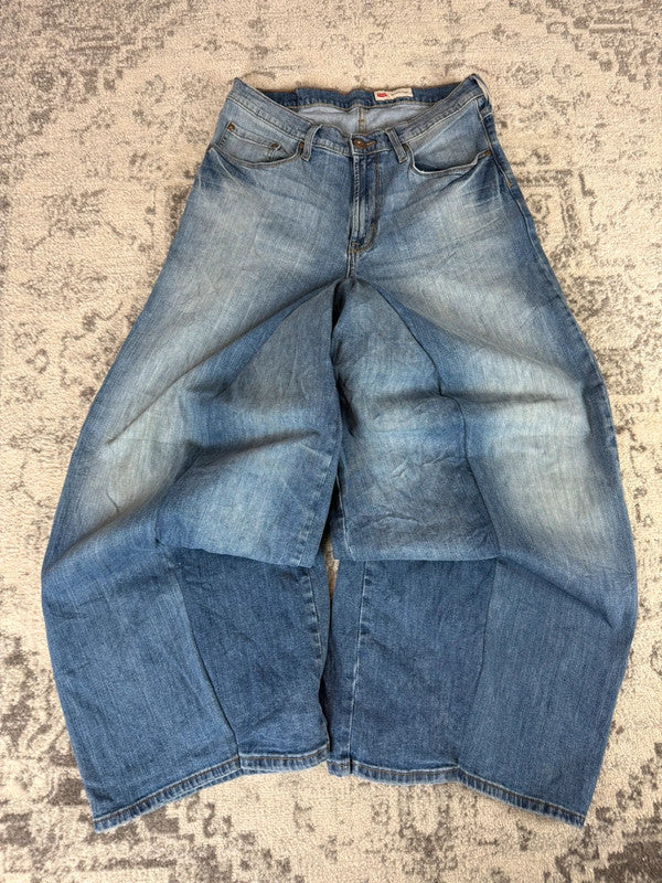Pantalon baggy jean large skater Japanese balloon streetwear JNCO y2k vintage hip-hop 32US n•242