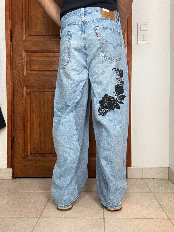 Pantalon baggy jean large skater Japanese balloon streetwear JNCO y2k vintage hip-hop 31US n•69