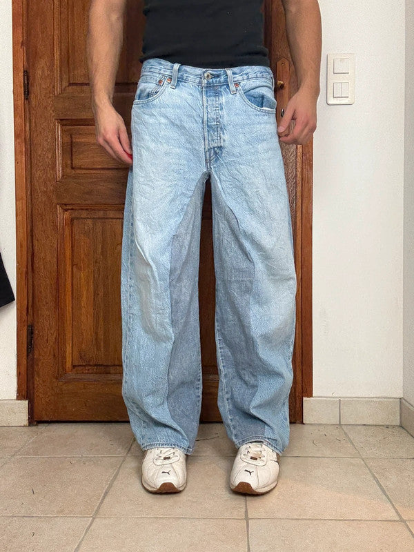 Pantalon baggy jean large skater Japanese balloon streetwear JNCO y2k vintage hip-hop 31US n•69