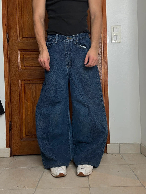 Pantalon baggy jean large skater Japanese balloon streetwear JNCO y2k vintage hip-hop 32US n•153