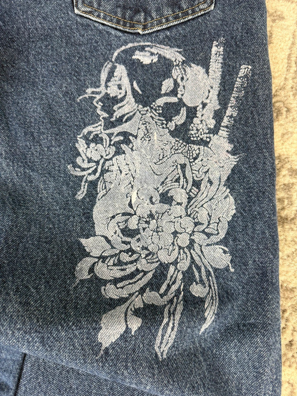 Pantalon baggy jean large skater Japanese balloon streetwear JNCO y2k vintage hip-hop 32US n•153