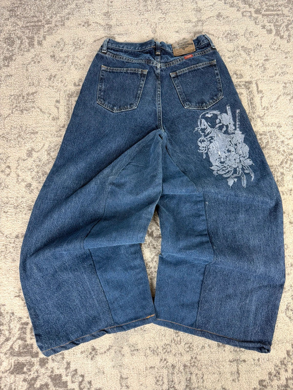 Pantalon baggy jean large skater Japanese balloon streetwear JNCO y2k vintage hip-hop 32US n•153