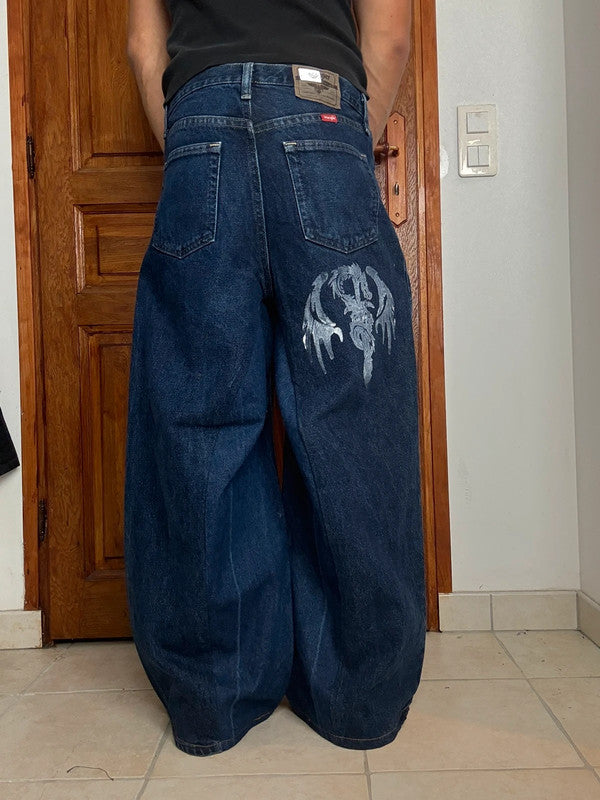 Pantalon baggy jean large skater Japanese balloon streetwear JNCO y2k vintage hip-hop 30US n•154