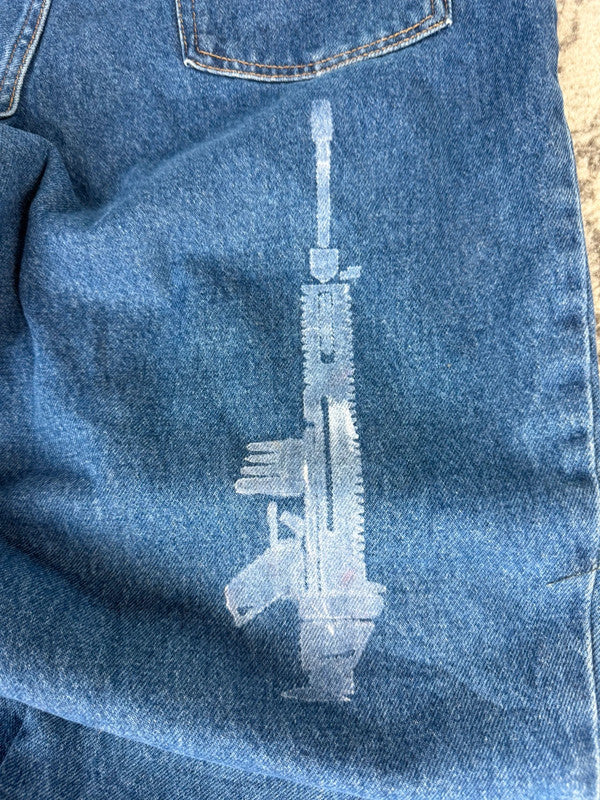 Pantalon baggy jean large skater Japanese balloon streetwear JNCO y2k vintage hip-hop M n•156