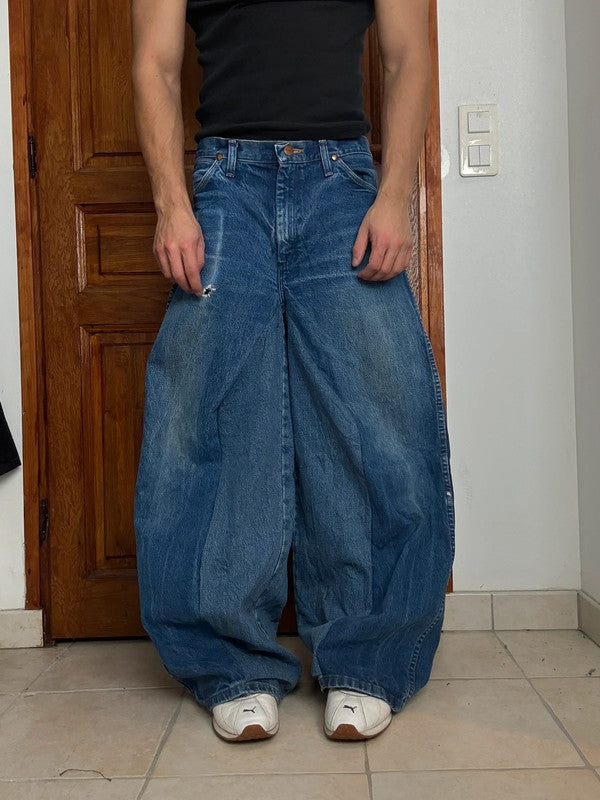 Pantalon baggy jean large skater Japanese balloon streetwear JNCO y2k vintage hip-hop 32US n•158