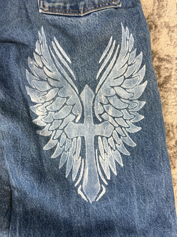 Pantalon baggy jean large skater Japanese balloon streetwear JNCO y2k vintage hip-hop 32US n•158