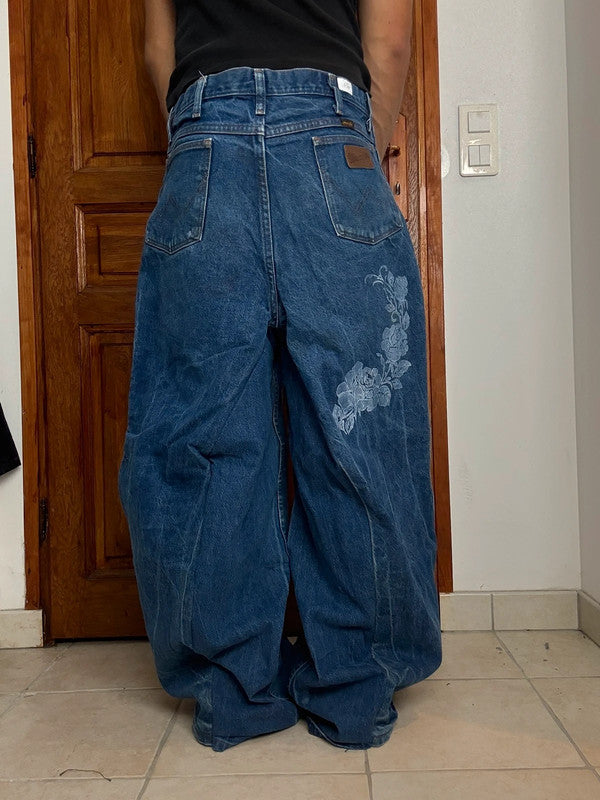 Pantalon baggy jean large skater Japanese balloon streetwear JNCO y2k vintage hip-hop L n•159