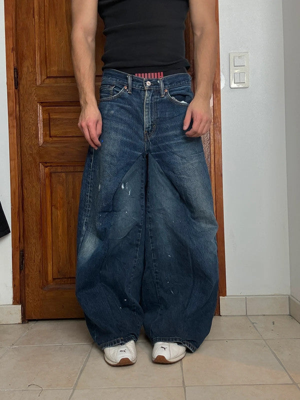 Pantalon baggy jean large Japanese balloon streetwear JNCO y2k vintage hip-hop taille 32US n•160