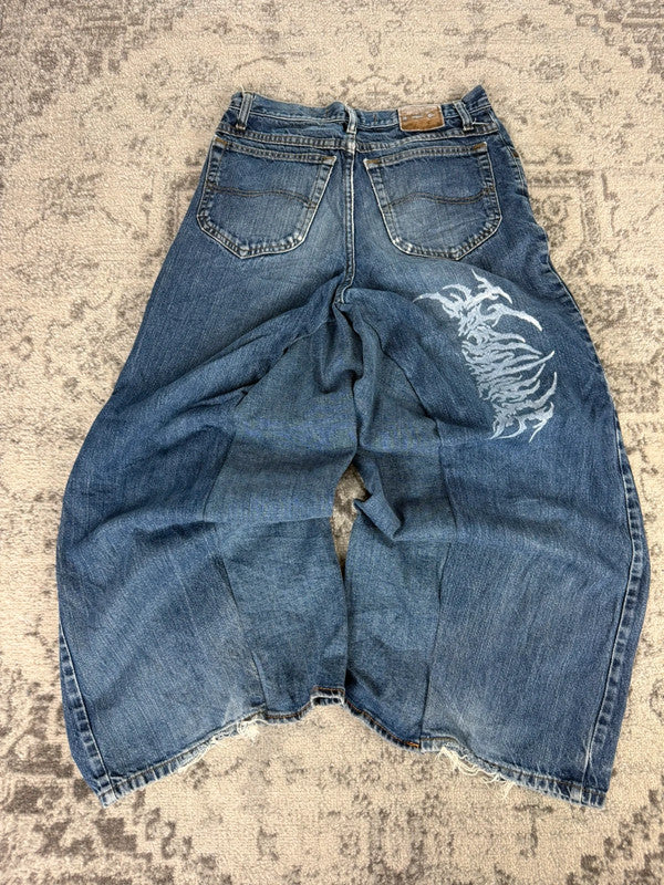 Pantalon baggy jean large Japanese balloon streetwear JNCO y2k vintage hip-hop taille 30US n•161