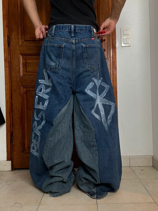Pantalon baggy jean large Japanese balloon streetwear JNCO y2k vintage hip-hop taille 36US n•162
