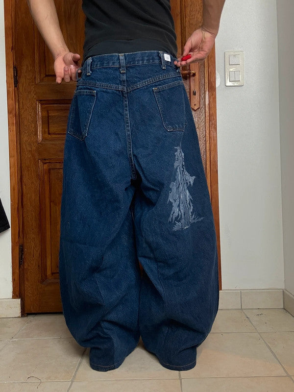 Pantalon baggy jean large Japanese balloon streetwear JNCO y2k vintage hip-hop taille M n•163