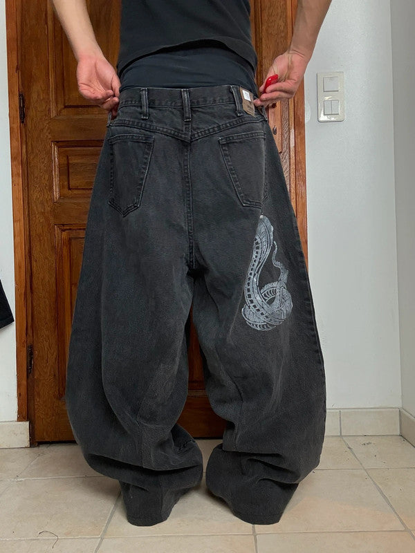 Pantalon baggy jean large Japanese balloon streetwear JNCO y2k vintage hip-hop taille L n•164
