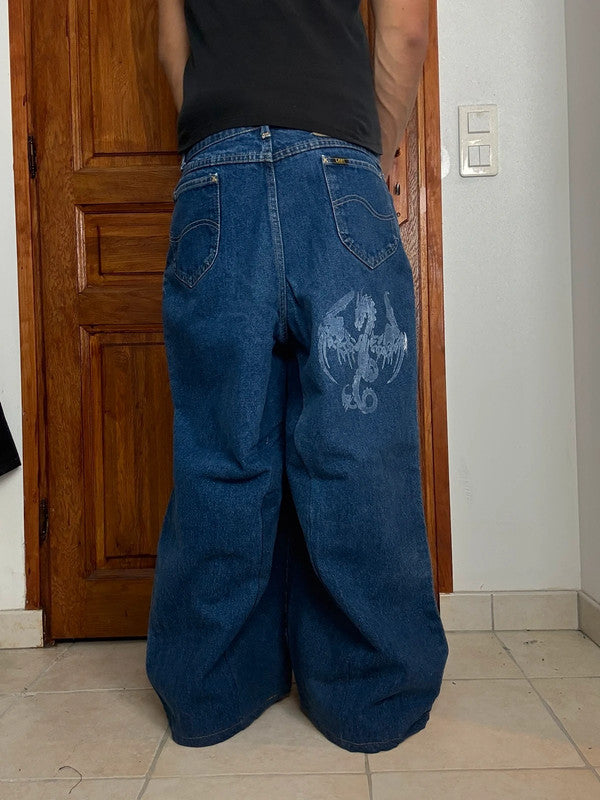 Pantalon baggy jean large Japanese balloon streetwear JNCO y2k vintage hip-hop taille S n•165