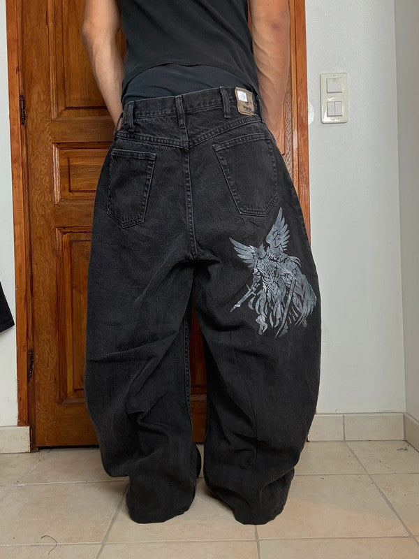 Pantalon baggy jean large Japanese balloon streetwear JNCO y2k vintage hip-hop taille M n•167