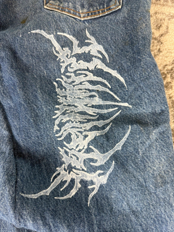 Pantalon baggy jean large Japanese balloon streetwear JNCO y2k vintage hip-hop taille S n•168