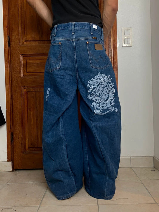 Pantalon baggy jean large Japanese balloon streetwear JNCO y2k vintage hip-hop taille 35US n•169