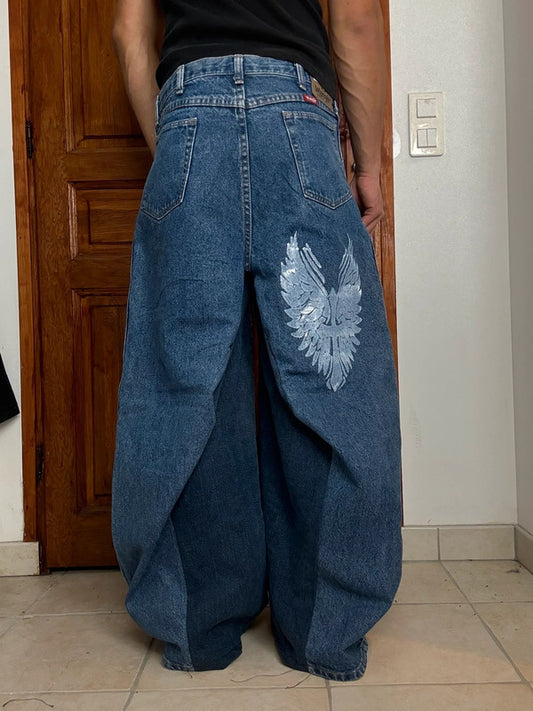 Pantalon baggy jean large Japanese balloon streetwear JNCO y2k vintage hip-hop taille 32US n•170