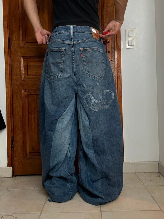 Pantalon baggy jean large Japanese balloon streetwear JNCO y2k vintage hip-hop taille 36US n•172