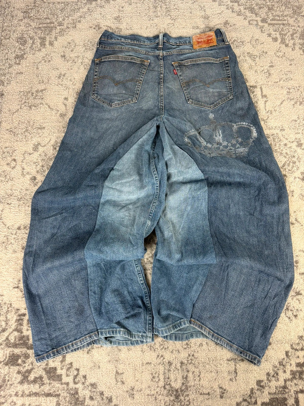 Pantalon baggy jean large Japanese balloon streetwear JNCO y2k vintage hip-hop taille 36US n•172
