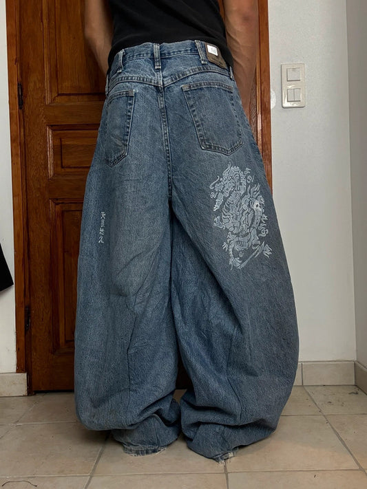 Pantalon baggy jean large Japanese balloon streetwear JNCO y2k vintage hip-hop taille 34US n•175