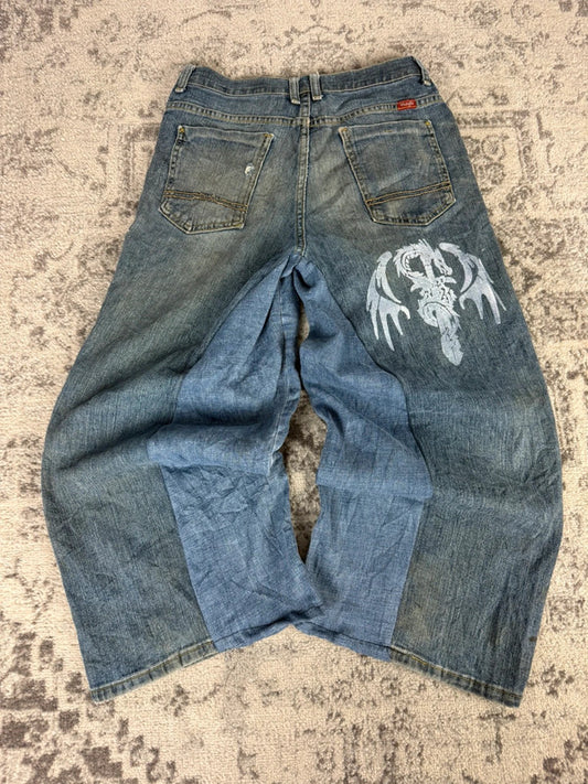 Pantalon baggy jean large Japanese balloon streetwear JNCO y2k vintage hip-hop taille XS n•176