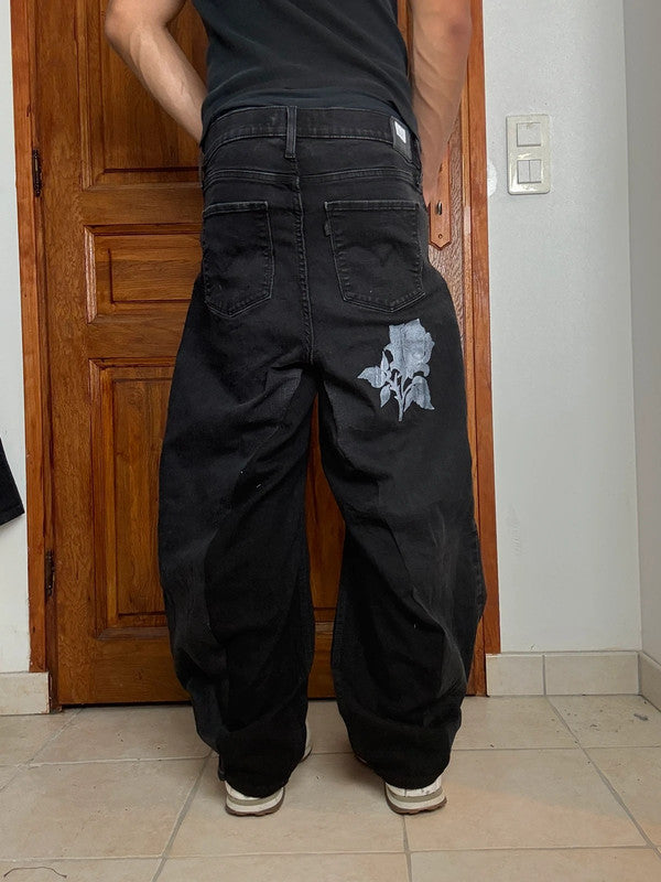 Pantalon baggy jean large Japanese balloon streetwear JNCO y2k vintage hip-hop taille 33US n•177