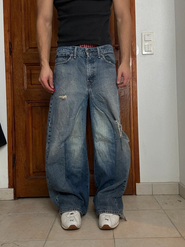 Pantalon baggy jean large Japanese balloon streetwear JNCO y2k vintage hip-hop taille 34US n•178