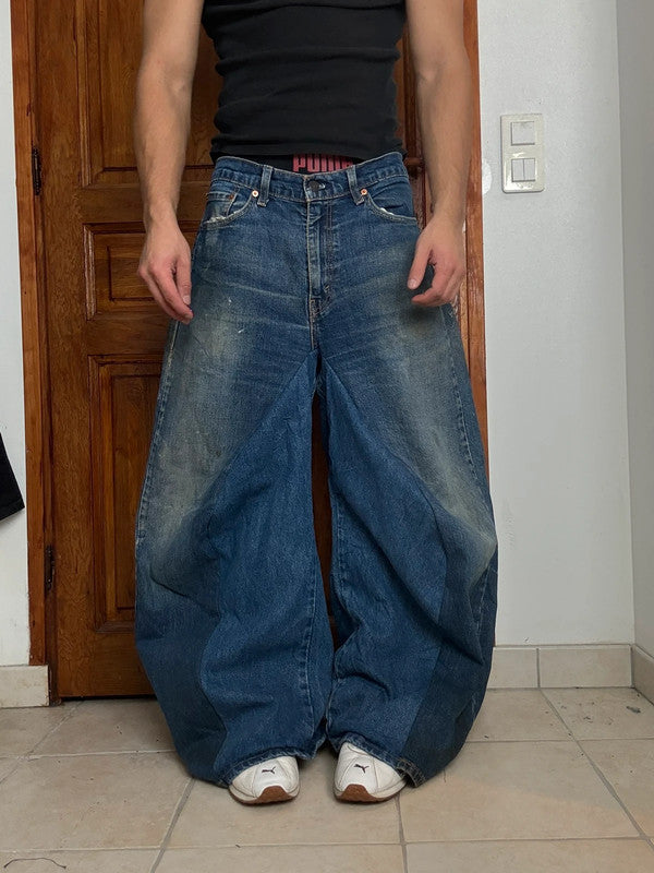 Pantalon baggy jean large Japanese balloon streetwear JNCO y2k vintage hip-hop taille 33US n•179