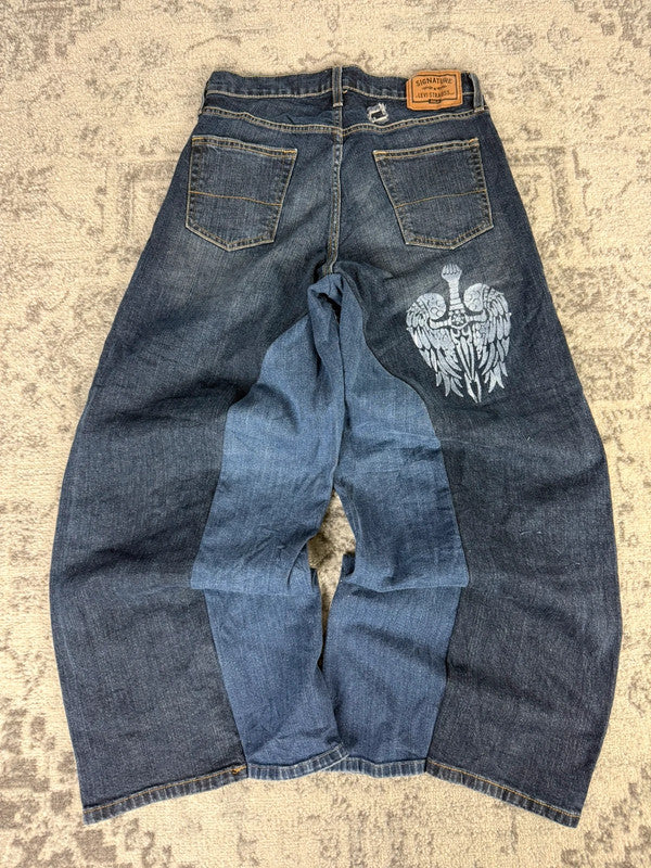 Pantalon baggy jean large Japanese balloon streetwear JNCO y2k vintage hip-hop taille 30US n•182