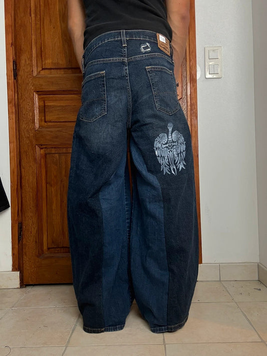 Pantalon baggy jean large Japanese balloon streetwear JNCO y2k vintage hip-hop taille 30US n•182