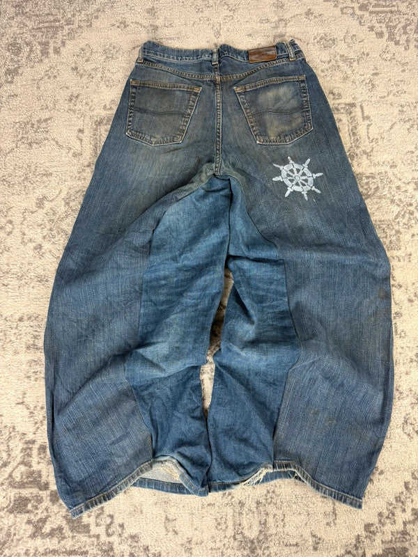 Pantalon baggy jean large Japanese balloon streetwear JNCO y2k vintage hip-hop taille 32US n•180