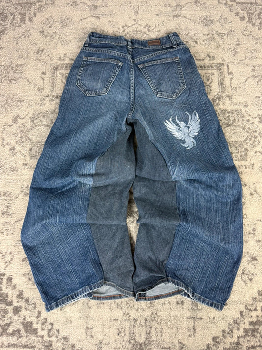 Pantalon baggy jean large Japanese balloon streetwear JNCO y2k vintage hip-hop taille XXS n•185