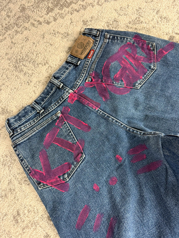 Pantalon baggy jean large Japanese balloon streetwear JNCO y2k vintage hip-hop taille M n•187