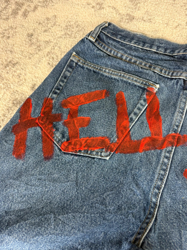 Pantalon baggy jean large Japanese balloon streetwear JNCO y2k vintage hip-hop taille 30US n•188