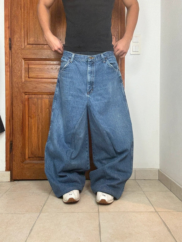 Pantalon baggy jean large Japanese balloon streetwear JNCO y2k vintage hip-hop taille L n•190