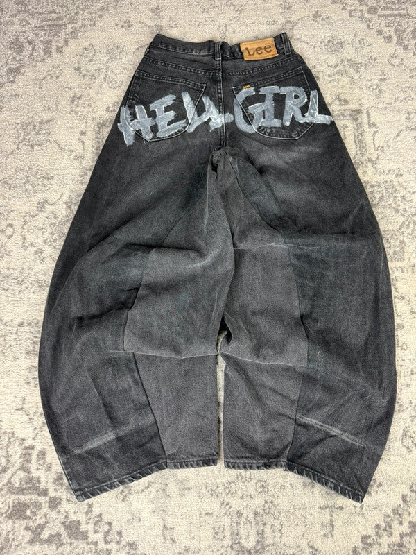 Pantalon baggy jean large Japanese balloon streetwear JNCO y2k vintage hip-hop taille XXS n•192