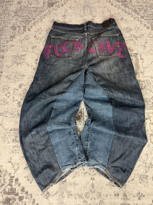 Pantalon baggy jean large Japanese balloon streetwear JNCO y2k vintage hip-hop taille 33US n•194